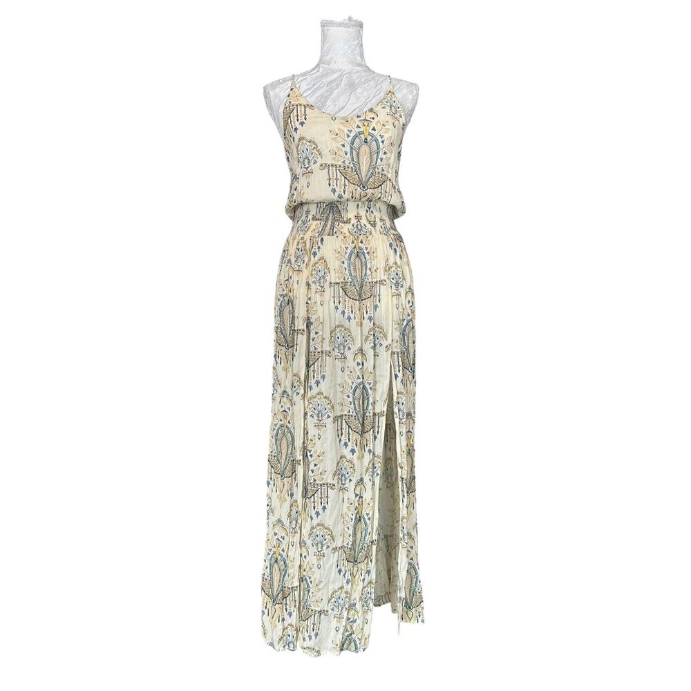 O’Neill Y2K Grecian Print Rayon Maxi Dress Double Slits XS - Picture 2 of 16